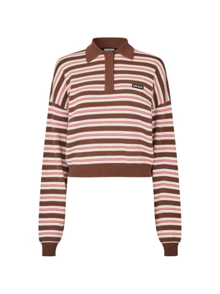 Tricou polo Rotate Birger Christensen tricotate maro