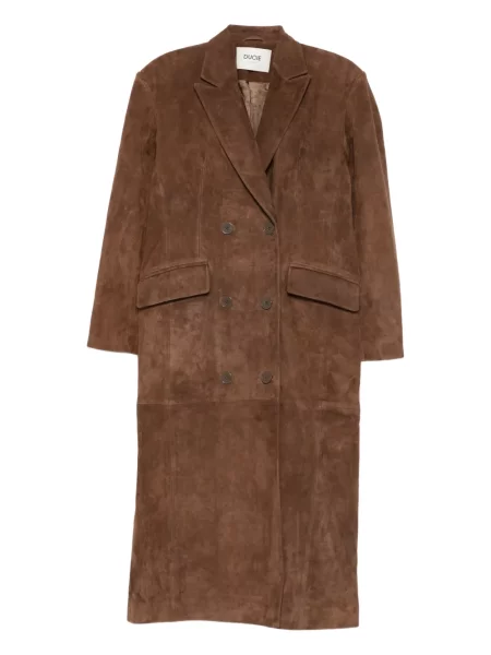 Palton Ducie din piele de căprioară maro