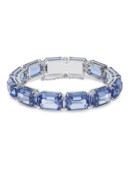 Lniana bransoletka Swarovski elegancka niebieska