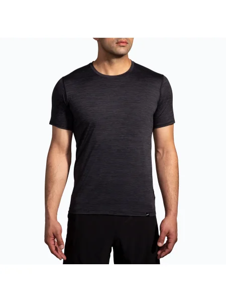 Мъжка тениска за бягане Brooks Luxe htr deep black черно