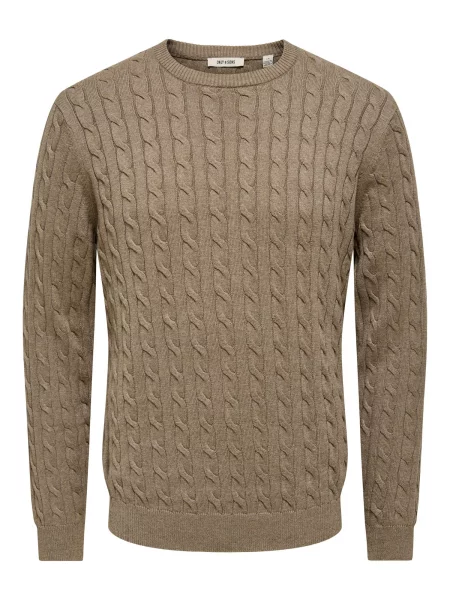 Only & Sons Pulover ONSLOUI deschis maro