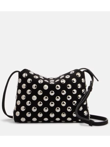 Crossbody torbica Khaite iz semiša z žeblji črna