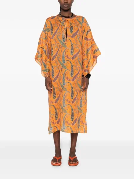 Μίντι φόρεμα Etro paisley γραβάτες πορτοκαλί