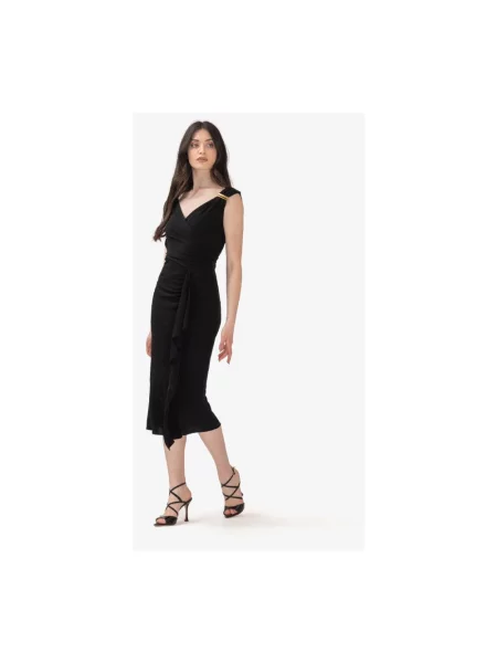 Lniana sukienka midi Max Mara Studio czarna