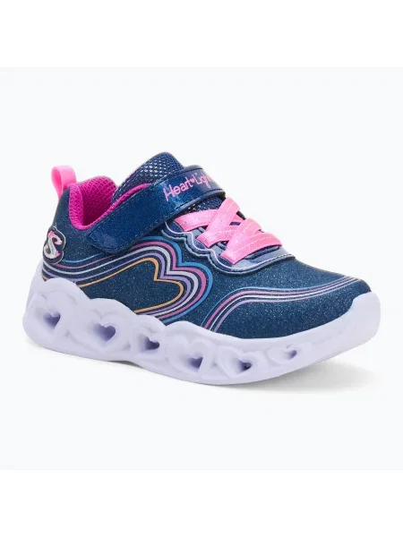 Încălțăminte pentru copii SKECHERS Heart Lights Retro Hearts navy leather/multi trim marină