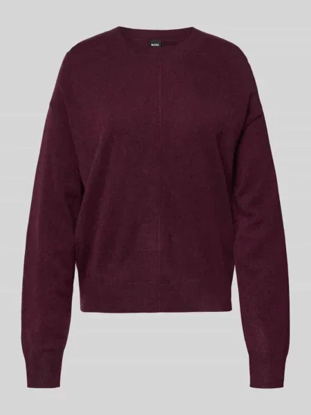 Sweter o kroju relaxed fit z dzianiny z czystego kaszmiru model ‘FASCONA’ Boss bordowy