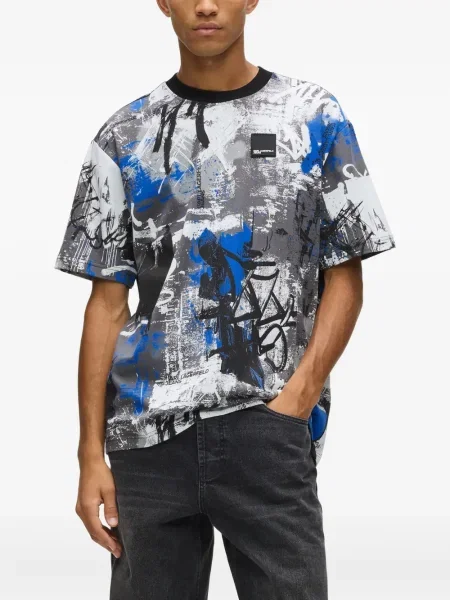 Μπλούζα Karl Lagerfeld Jeans με σχέδιο με αφηρημένο print γκρι