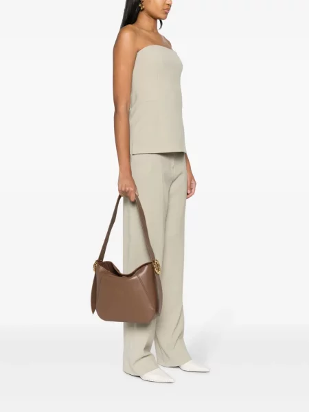 Kožená kožená taška Lanvin hnědá