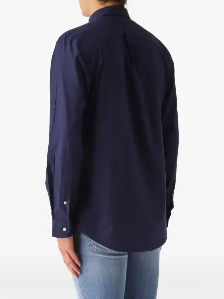 Πουκάμισο Polo Ralph Lauren με κέντημα από ζέρσεϋ μπλε