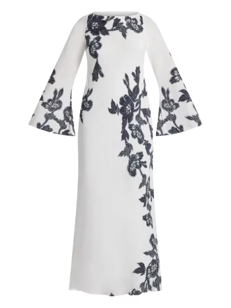 Maksi sukienka maxi Hemant And Nandita w kwiatki garniturowa biała