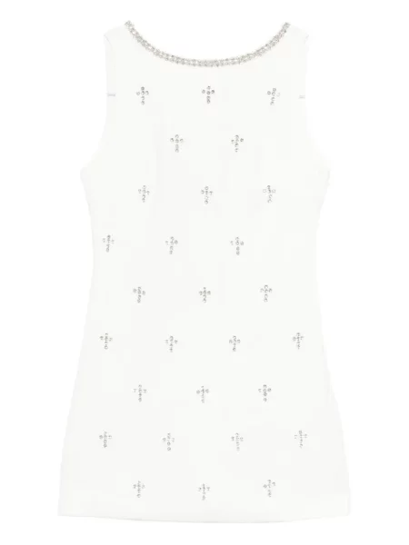 Mała sukienka mini Rahil Hesan z kryształkami garniturowa biała
