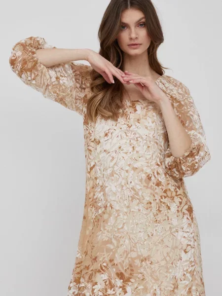 Платье Sisley mini прямая бежевый