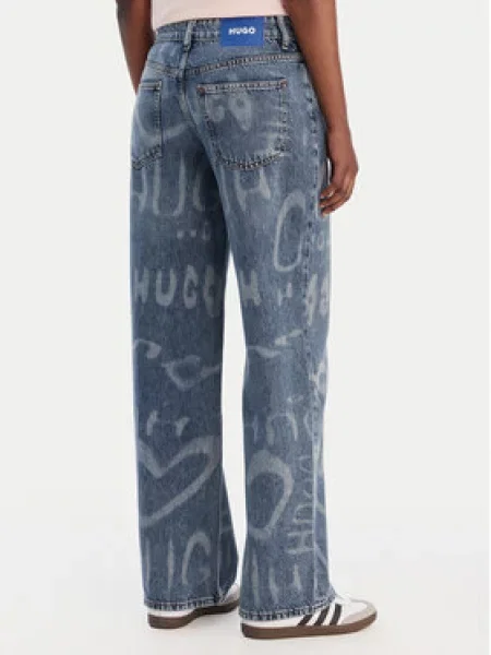 HUGO Jeans hlače Gamala Baggy Fit modra