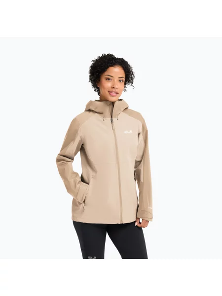 Női esőkabát Jack Wolfskin Wildbound 2L oyster. Méret: L bézs