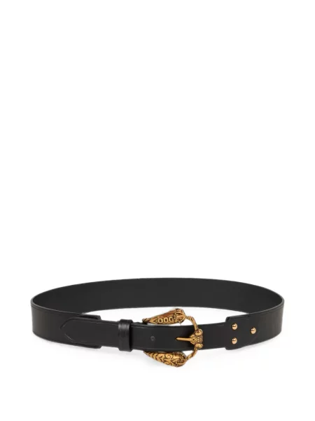 Curea Etro din piele cu imprimeu animal print cu cataramă negru