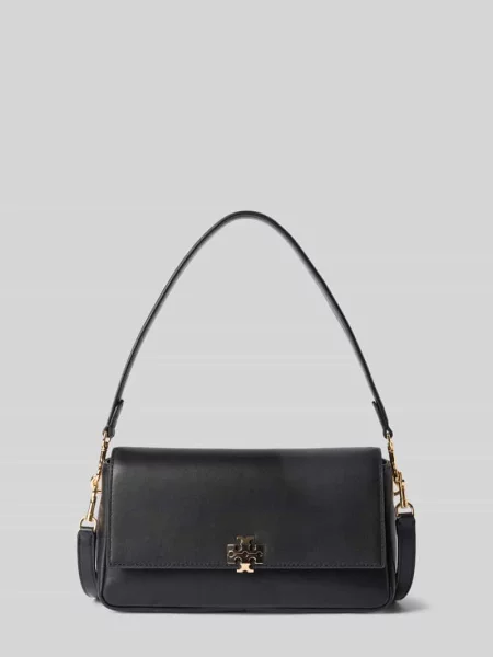 Torebka z zamknięciem na klamrę i uchwytem Tory Burch czarna