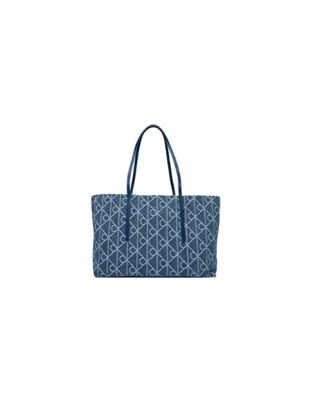Táska Calvin Klein Emblem Aop Denim Tote W/ Pouch kék