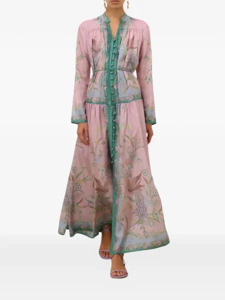 Rochie maxi Zimmermann de mătase cu model floral cu imagine roz