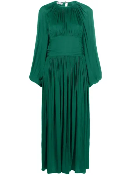 Maksi sukienka maxi Baruni dzwony garniturowa zielona