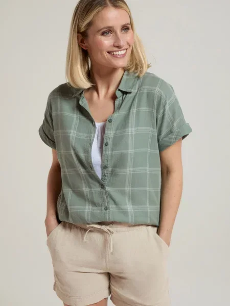 Palm luźna koszula w kratę Green zielona