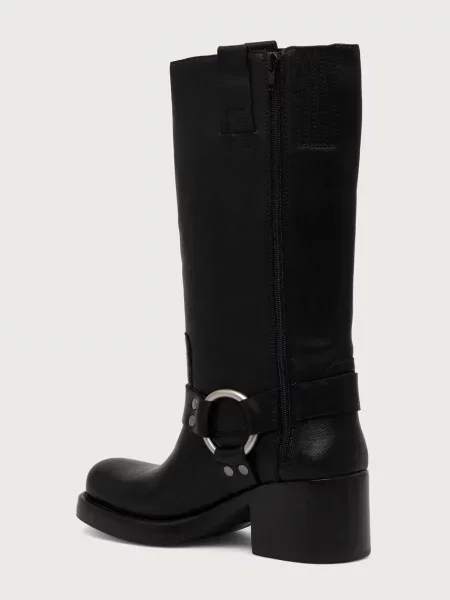 Jeffrey Campbell bokacsizma motorkerékpár női bőr REFLECTION fekete
