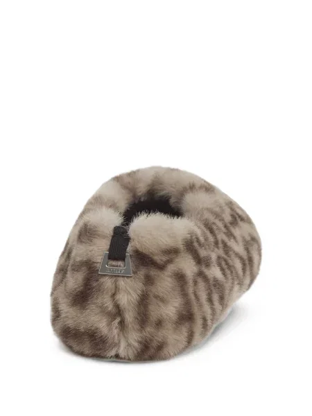 Papuci de casă Apparis cu imagine cu model leopard cu blană