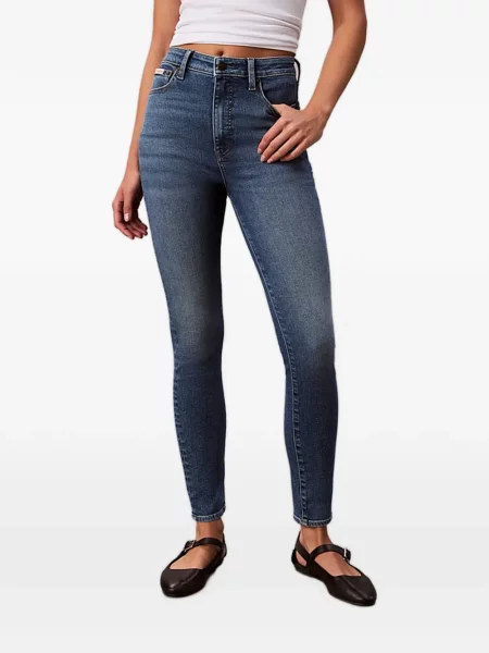 Jeansy skinny Calvin Klein Jeans z wysoką talią niebieskie