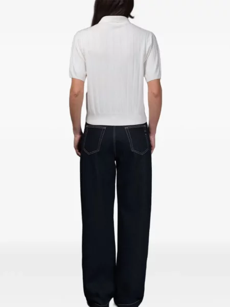 Polo Moorer prążkowane białe