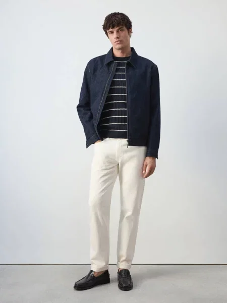 Jeansy Pola selvedge regular fit złamana biel Mężczyzna 40 MANGO MAN