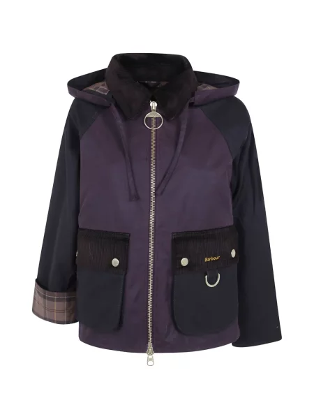 Geacă parka Barbour de catifea cord cu glugă roșu