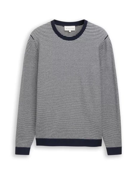 TOM TAILOR Pulover albastru marin alb