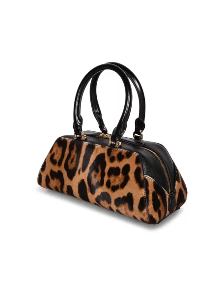 Mała torebka skórzana Givenchy Antigona z nadrukiem z nadrukiem zwierzęcym brązowa