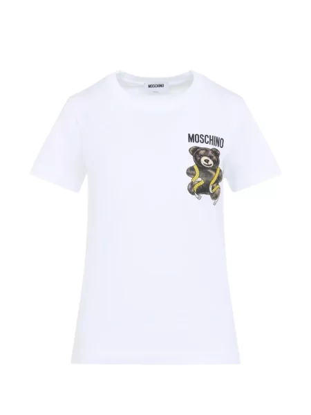 Ursuleț de pluș tricou Moschino cu imagine alb