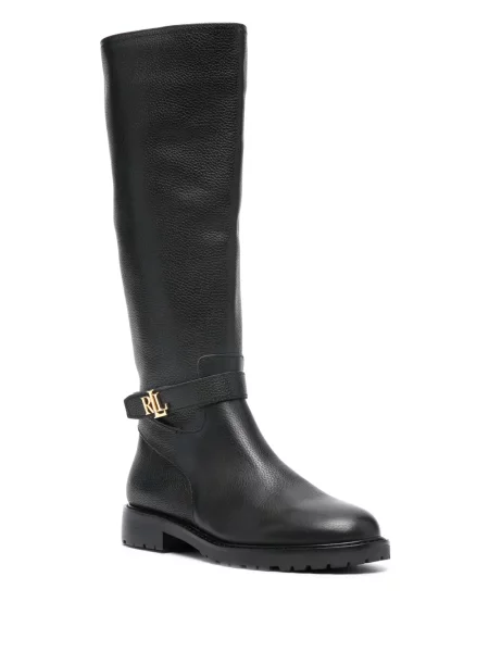 Iš natūralios odos auliniai batai Lauren Ralph Lauren juoda