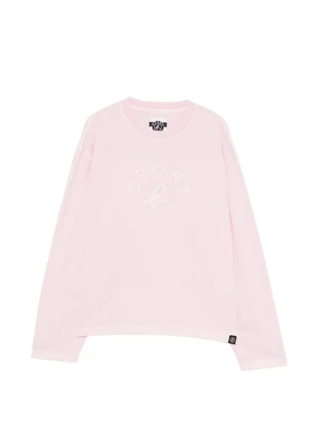 Lung tricou sport Sport B. By Agnès B. cu broderie roz