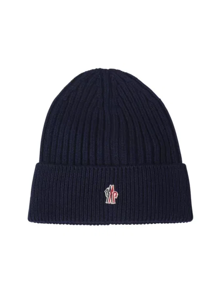Czapka Moncler wełniana niebieska