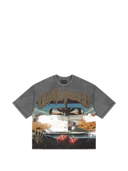 Tricou Godspeed cu imagine gri