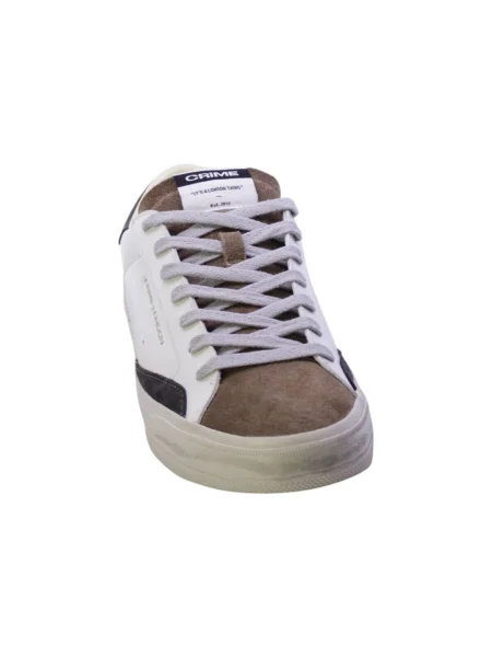 Crime London DISTRESSED sneakers pentru bărbați din piele alb