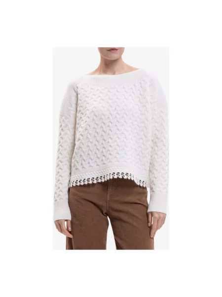 Sweter Twinset wełniany biały