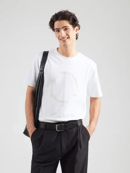 BOSS Tricou bej alb