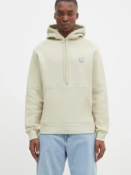 Mikina Maison Kitsuné Bold Fox Head Patch s kapucí s aplikací zelená