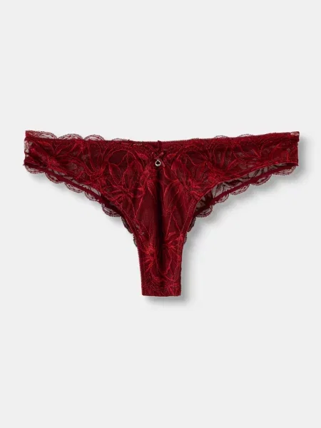Emporio Armani Underwear nohavičky dámske čipkované červená