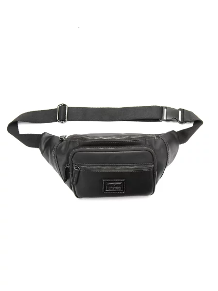 Кожаная поясная сумка Royalbag черная