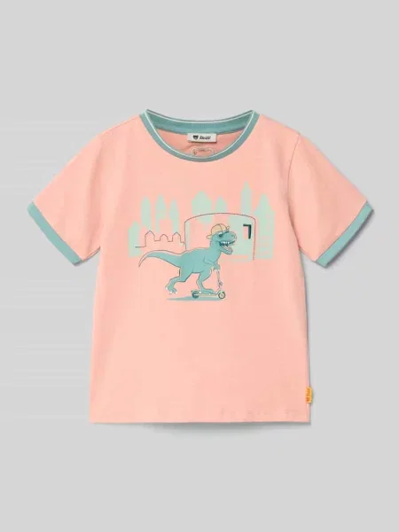 T-shirt o kroju regular fit z nadrukiem z motywem Steiff różowa