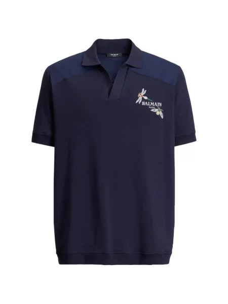 Tricou polo Balmain cu broderie albastru