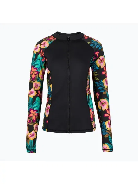 Longsleeve do pływania Hurley Fiji Fantasy Zip Front Rashguard black czarny