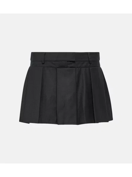 Fusta plisata Aya Muse de lână plisată negru