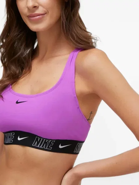 Slip de baie Nike cu cordon cu imagine tricotate albastru