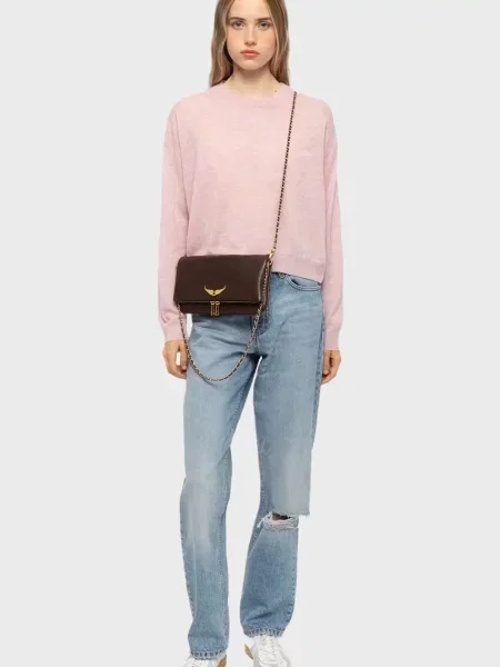 Шкіряний клатч Zadig&voltaire коричневий