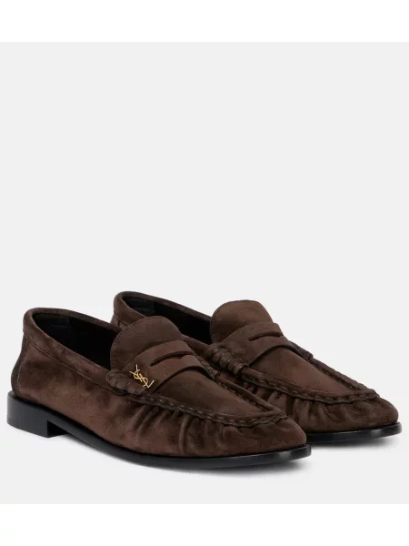 Loaferice Saint Laurent od brušene kože smeđa